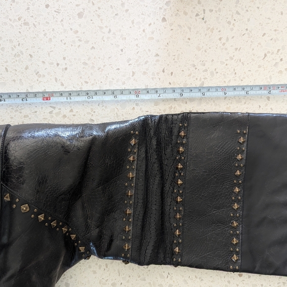 Black Leather Studded Women's Boots Stuart Weitzman Size 9.5 - Picture 8 of 9